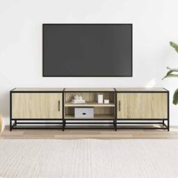Berkfield Home TV Cabinet Sonoma Oak 160x35x41 cm Engineered Wood & Metal in Brown - Size: 160 x 35 x 41 cm - thumbnail 3
