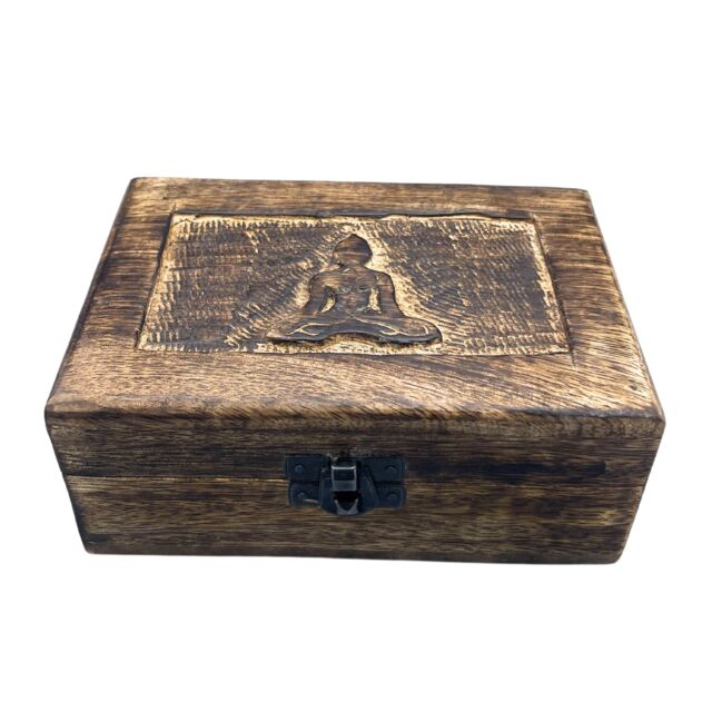 KDMD Medium Wooden Keepsake Box 15x10x6cm - Buddha in Brown - Size: 15 x 10 x 6 cm - image 1