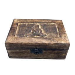 KDMD Medium Wooden Keepsake Box 15x10x6cm - Buddha in Brown - Size: 15 x 10 x 6 cm - thumbnail 1