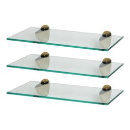 Harbour Housewares 3x Floating Glass Shelves - 40cm - Bathroom Shower Storage Display in Gold - thumbnail 1