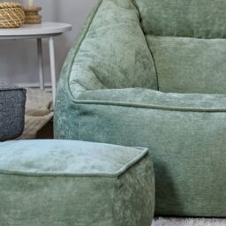 icon Natalia Chenille Adults Bean Bag Armchair & Pouffe, Large Beanbag & Footstool Grey in Green - Size: XL - thumbnail 3