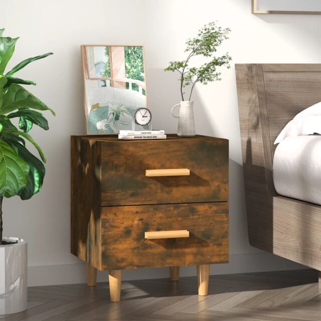 Berkfield Home Bed Cabinet Smoked Oak 40x35x47.5 cm in Brown - image 1