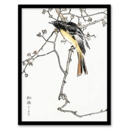 Artery8 Siberian Blue Tail Bird Japanese Japanese Framed Wall Art Print Kashu - Size: A4 - thumbnail 1