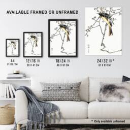 Artery8 Siberian Blue Tail Bird Japanese Japanese Framed Wall Art Print Kashu - Size: A4 - thumbnail 3