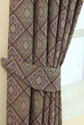 Homescapes Aztec Jacquard Curtain Tie Back Pair in Purple - thumbnail 1