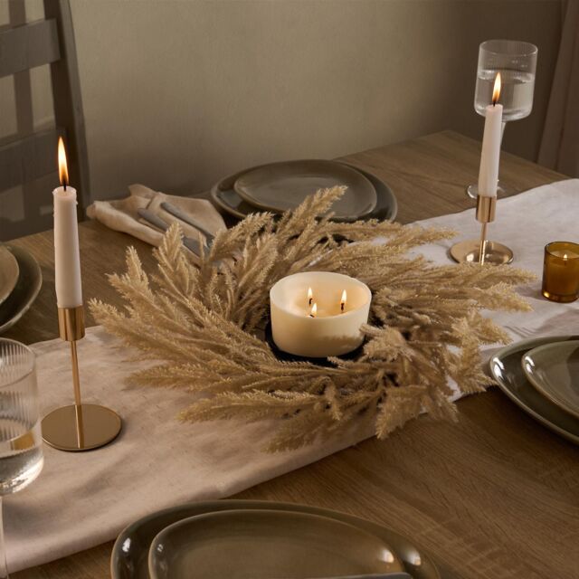 OHS Candle Holder Wreath Garland Dining Table Pampas Grass Natural Decor - image 1