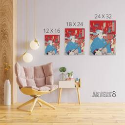 "Artery8 Komakichi Kanda Festival Theatre Canvas Wall Art Print Samisen - Size: W18"" x H24""" - thumbnail 4