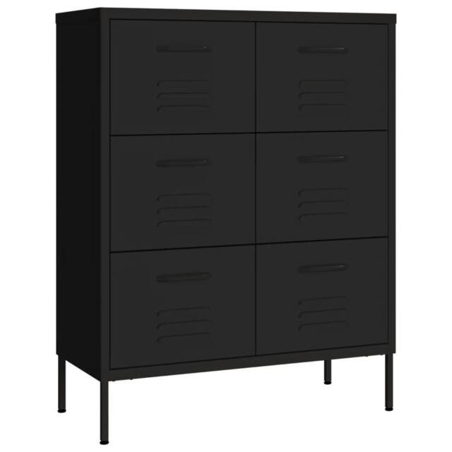 Berkfield Home Drawer Cabinet Black 80x35x101.5 cm Steel - image 1