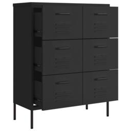 Berkfield Home Drawer Cabinet Black 80x35x101.5 cm Steel - thumbnail 6