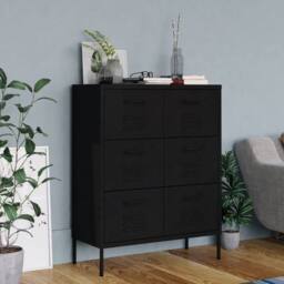 Berkfield Home Drawer Cabinet Black 80x35x101.5 cm Steel - thumbnail 2