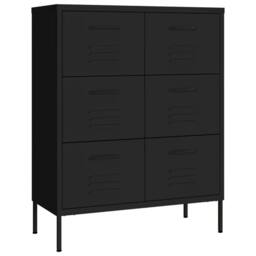 Berkfield Home Drawer Cabinet Black 80x35x101.5 cm Steel - thumbnail 1