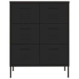 Berkfield Home Drawer Cabinet Black 80x35x101.5 cm Steel - thumbnail 3