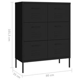 Berkfield Home Drawer Cabinet Black 80x35x101.5 cm Steel - thumbnail 9