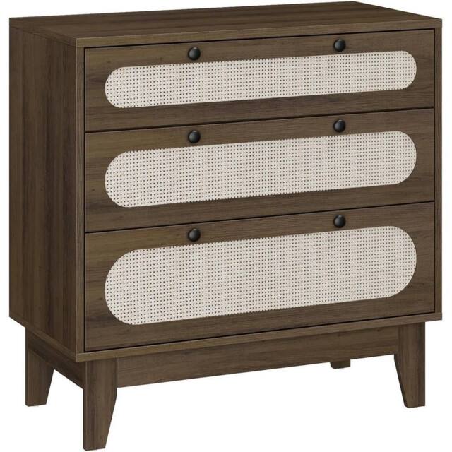 VOGREX 3 Drawer Dresser Bedside Table Chest for Bedroom Entryway in Brown - image 1