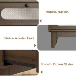 VOGREX 3 Drawer Dresser Bedside Table Chest for Bedroom Entryway in Brown - thumbnail 6