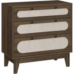 VOGREX 3 Drawer Dresser Bedside Table Chest for Bedroom Entryway in Brown - thumbnail 1