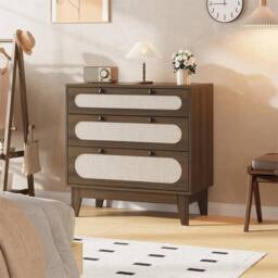 VOGREX 3 Drawer Dresser Bedside Table Chest for Bedroom Entryway in Brown - thumbnail 5
