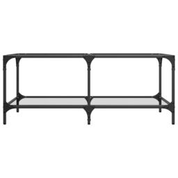 Berkfield Home Coffee Table with Transparent Glass Top 98.5x50x40 cm Steel in Grey - thumbnail 4