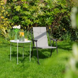 Harbour Housewares Folding Metal Beach Chairs - Matt Black - Pack of 4 in Beige - thumbnail 6