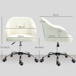 HOMCOM Fluffy Vanity Chair for Desk, with Height Adjustable, Wheels in White - thumbnail 3
