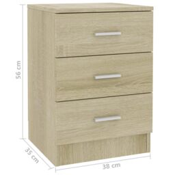 Berkfield Home Bedside Cabinet Sonoma Oak 38x35x56 cm Engineered Wood in Brown - Size: 38 x 35 x 56 cm - thumbnail 6