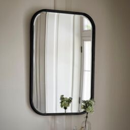 Agenzia 14 Black Curved Rectangle Metal Frame Modern Wall Mirror 95.5 x 65.5cm - Size: 95.5 x 65.5 cm - thumbnail 1