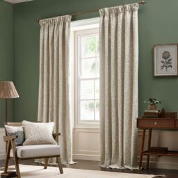Morris & Co Acorn Tonal Fully Lined Matt Jacquard Pencil Pleat Curtains in Ivory - Size: 229 cm width x 137 cm drop - thumbnail 2