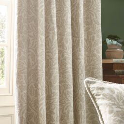 Morris & Co Acorn Tonal Fully Lined Matt Jacquard Pencil Pleat Curtains in Ivory - Size: 229 cm width x 137 cm drop - thumbnail 5
