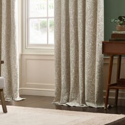 Morris & Co Acorn Tonal Fully Lined Matt Jacquard Pencil Pleat Curtains in Ivory - Size: 229 cm width x 137 cm drop - thumbnail 4