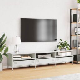 Berkfield Home TV Cabinet White 202x39x43.5 cm Cold-rolled Steel - thumbnail 3