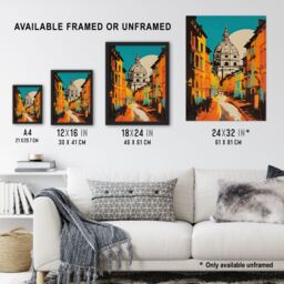 "Artery8 Wall Art Print Vatican City St Peter's Basilica Vibrant Painting Yellow Orange Blue Italian City Architecture Poster - Size: W18"" x H24""" - thumbnail 3