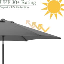 Christow 2.7m Tilting Garden Parasol Outdoor Umbrella Patio Sunshade With Crank in Grey - thumbnail 5