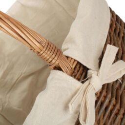 Red Hamper Wicker Lined Country Oval Shopping Basket in White - Size: Small - thumbnail 3