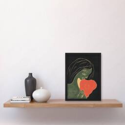 Artery8 Edvard Munch Framed Wall Art Print The Heart Hjertet Painting in Black - Size: A4 - thumbnail 2