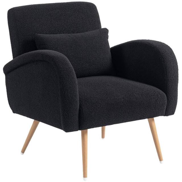 NESTLUNE Fleece Upholstered Accent Chair in Black - Size: 100 cm x 15 cm - image 1