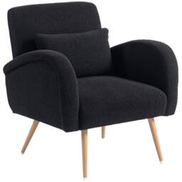 NESTLUNE Fleece Upholstered Accent Chair in Black - Size: 100 cm x 15 cm - thumbnail 1