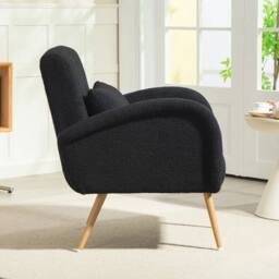 NESTLUNE Fleece Upholstered Accent Chair in Black - Size: 100 cm x 15 cm - thumbnail 6