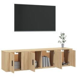 Berkfield Home 3 Piece TV Cabinet Set Sonoma Oak Engineered Wood in Brown - thumbnail 3