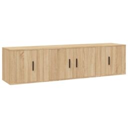 Berkfield Home 3 Piece TV Cabinet Set Sonoma Oak Engineered Wood in Brown - thumbnail 2