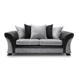 Abakus Direct Farrow Crushed Chenille 3 Seater Sofa in Black & Light Grey - thumbnail 2