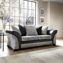Abakus Direct Farrow Crushed Chenille 3 Seater Sofa in Black & Light Grey - thumbnail 1