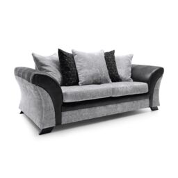 Abakus Direct Farrow Crushed Chenille 3 Seater Sofa in Black & Light Grey - thumbnail 3