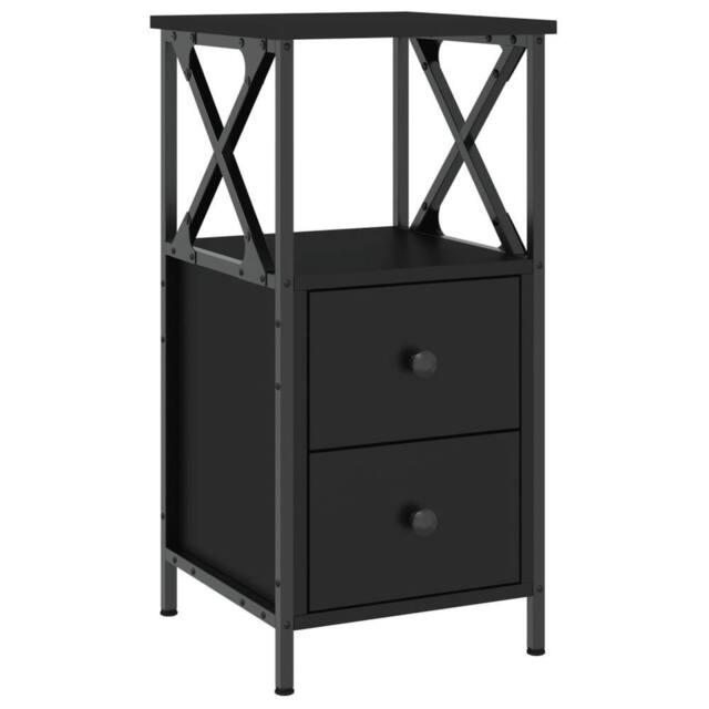 Berkfield Home Bedside Cabinet Black 34x35.5x70 cm Engineered Wood - image 1