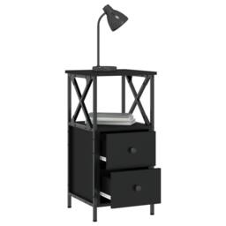 Berkfield Home Bedside Cabinet Black 34x35.5x70 cm Engineered Wood - thumbnail 4