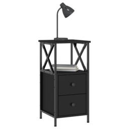 Berkfield Home Bedside Cabinet Black 34x35.5x70 cm Engineered Wood - thumbnail 3
