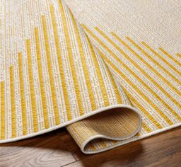 Livabliss Eagean Global Black Blue Beige Green In- & Outdoor Rug in Yellow - Size: 160 cm diameter - thumbnail 4