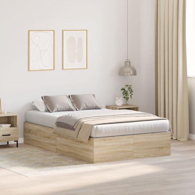 Berkfield Home Storage Bed Frame Sonoma Oak 120x200 cm in Beige - image 1