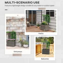 STILVORA Raised Planter with Trellis 57 cm in Grey - thumbnail 5