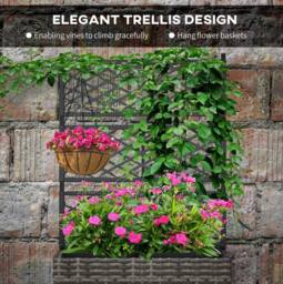 STILVORA Raised Planter with Trellis 57 cm in Grey - thumbnail 7