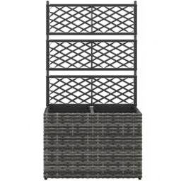 STILVORA Raised Planter with Trellis 57 cm in Grey - thumbnail 4